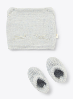 Hat and shoes set - Light blue | Il Gufo