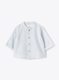 Organic cotton gauze shirt - Light blue | Il Gufo