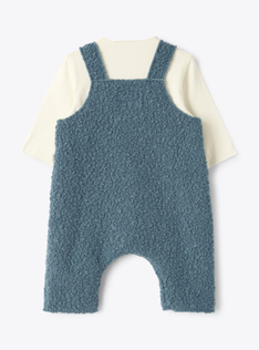 Set in organic cotton jersey and bouclé fabric - Blue | Il Gufo