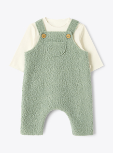 Set in organic cotton jersey and bouclé fabric - Green | Il Gufo