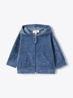 Upcycled corduroy hoodie - Blue | Il Gufo