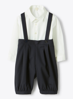 Set with overalls in Tasmania fabric - Blue | Il Gufo