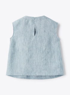 Top in lino melange - Azzurro | Il Gufo