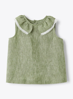 Top in lino melange verde salvia - Verde | Il Gufo