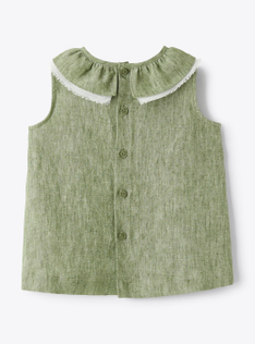 Top in lino melange verde salvia - Verde | Il Gufo
