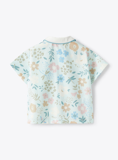 Cotton shirt with sea-green-dragonfly print - Brown | Il Gufo