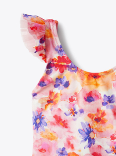 One-piece swimsuit with printed flower pattern - White | Il Gufo
