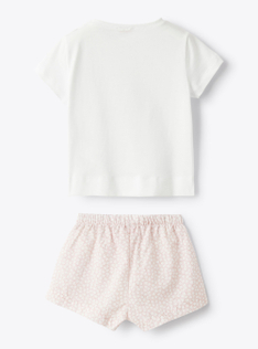 Ensemble deux pièces pour bébé fille avec short à microfleurs - Rose | Il Gufo