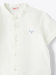 Two-piece set for baby boys with Madras-patterned trousers - Beige | Il Gufo