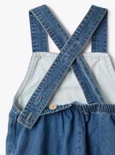 Completo due pezzi con salopette in denim stretch - Blu | Il Gufo