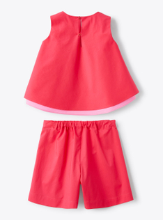 Two-piece set in stretch poplin - Red | Il Gufo