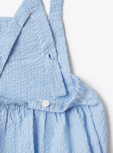 Two-piece set with seersucker dungarees - Brown | Il Gufo