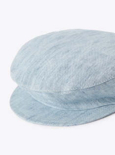 Flat cap in sky-blue linen - Light blue | Il Gufo