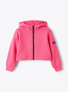 Pinkfarbene Sweatjacke mit durchgehendem Reißverschluss - Fuchsie | Il Gufo