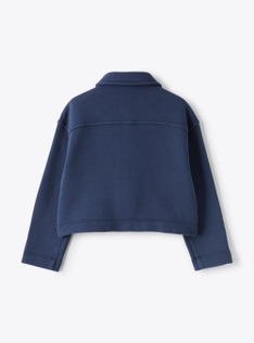 Garment-dyed blue fleece jacket - Blue | Il Gufo