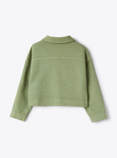 Jacket in sage-green garment-dyed fleece - Green | Il Gufo