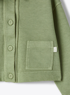 Jacket in sage-green garment-dyed fleece - Green | Il Gufo