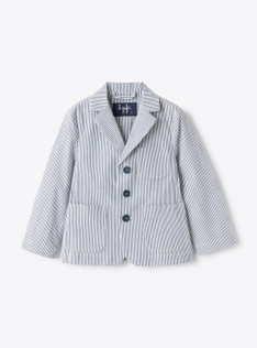 Blazer in blue-&-white striped seersucker - Blue | Il Gufo