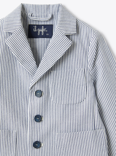 Blazer in blue-&-white striped seersucker - Blue | Il Gufo