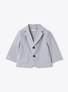 Blazer pour bébé garçon en seersucker à rayures bleues et blanches - Bleu | Il Gufo