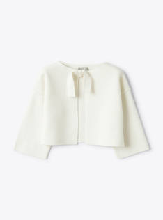 Double-breasted organic cotton cardigan - White | Il Gufo