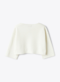 Double-breasted organic cotton cardigan - White | Il Gufo
