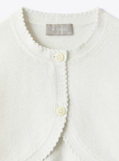 Strick-Cardigan aus weißem Bio-Baumwoll-Lurex - Weiss | Il Gufo