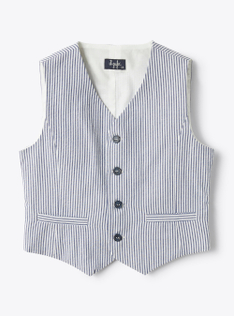 Waistcoat in blue-&-white striped seersucker - Blue | Il Gufo