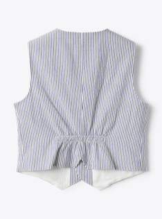 Waistcoat in blue-&-white striped seersucker - Blue | Il Gufo