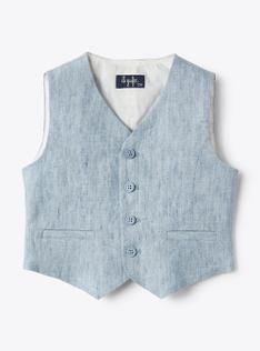 Waistcoat in sky-blue mélange linen - Light blue | Il Gufo