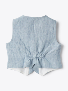 Waistcoat in sky-blue mélange linen - Light blue | Il Gufo