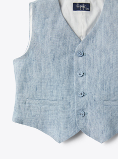 Waistcoat in sky-blue mélange linen - Light blue | Il Gufo