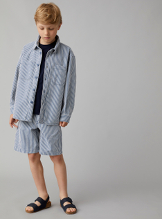 Camicia worker stampa a righe - Blu | Il Gufo