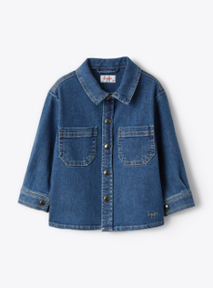 Shirt jacket in stretch denim - Blue | Il Gufo