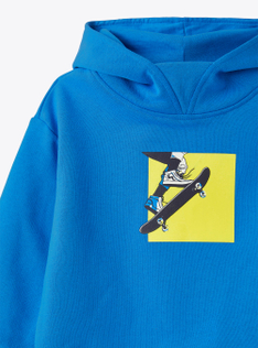 Felpa con cappuccio con stampa skater - Blu | Il Gufo