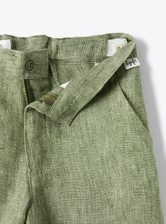 Bermuda in sage-green-mélange linen - Green | Il Gufo