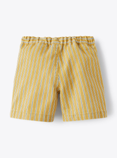 Bermuda da neonato in canvas a righe - Marrone | Il Gufo
