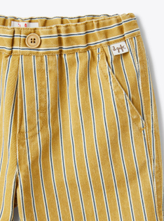 Bermuda da neonato in canvas a righe - Marrone | Il Gufo