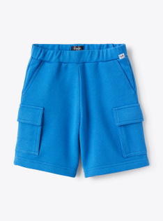 Cargo-style bermuda shorts in cobalt-blue fleece - Blue | Il Gufo