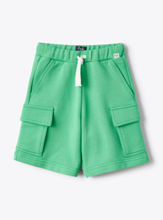 Cargo-style bermuda shorts in lime-green fleece - Green | Il Gufo