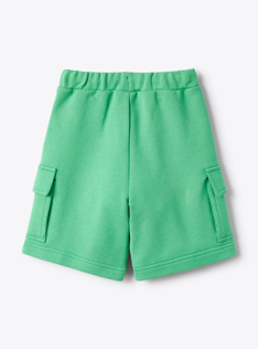 Cargo-style bermuda shorts in lime-green fleece - Green | Il Gufo