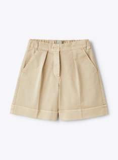 Bermudashorts aus Stretch-Gabardine in Hafergelb - Braun | Il Gufo