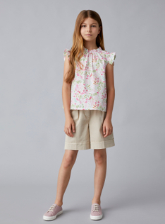 Bermudashorts aus Stretch-Gabardine in Hafergelb - Braun | Il Gufo
