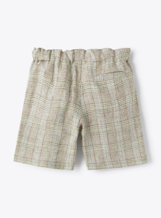 Bermudashorts aus meliertem Leinen mit Glencheck-Muster - Braun | Il Gufo