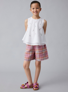 Bermudashorts aus Leinen mit Madras-Aufdruck | Il Gufo