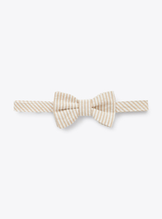 Bow tie in beige-&-white striped seersucker - Beige | Il Gufo