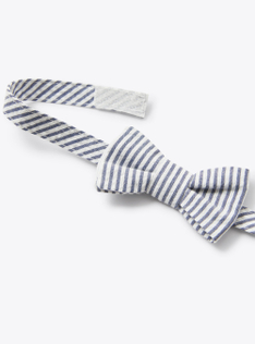 Bow tie in blue-&-white striped seersucker - Blue | Il Gufo