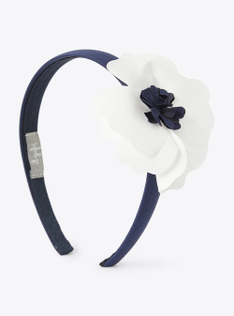 Cerchietto blu con fiore applicato bianco - Blu | Il Gufo