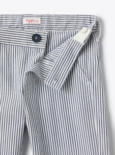 Pantalone da neonato in seersucker a righe blu e bianche - Blu | Il Gufo