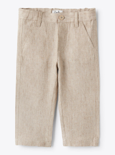 Trousers for baby boys in beige linen - Brown | Il Gufo